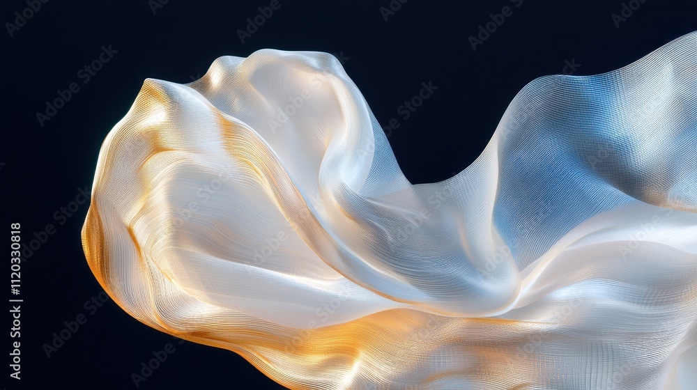Poster dynamic flow of ethereal fabric in abstract art digital creation modern design studio setting artist