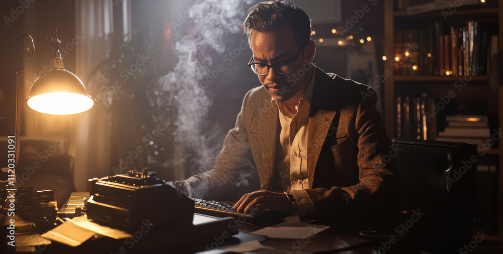 Poster film editor utilizing ai software for seamless video editing in creative studio environment