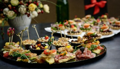 Fototapeta premium Easy-to-Make Party Platters Designed with Dynamic Food Photography and Festive Arrangements