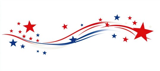 red, white, and blue stars on an isolated background with no shadows or highlights, for a USA theme Generative AI