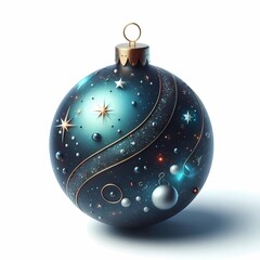 blue christmas ball with christmas tree