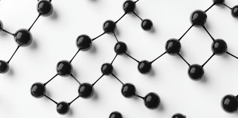 Obraz premium A close-up of a molecular structure represented by black spheres and connecting lines.