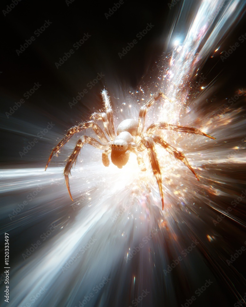 Poster celestial spiders representing creation and interconnection in cosmic explosion art abstract space s