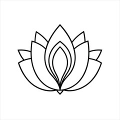 Abstract Lotus Flower Line Art Vector Illustration