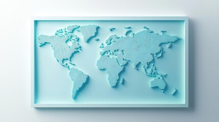 Elegant blue world map relief on white background