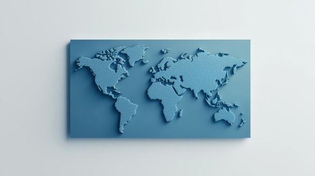 Fototapeta Stylish blue world map wall art design.