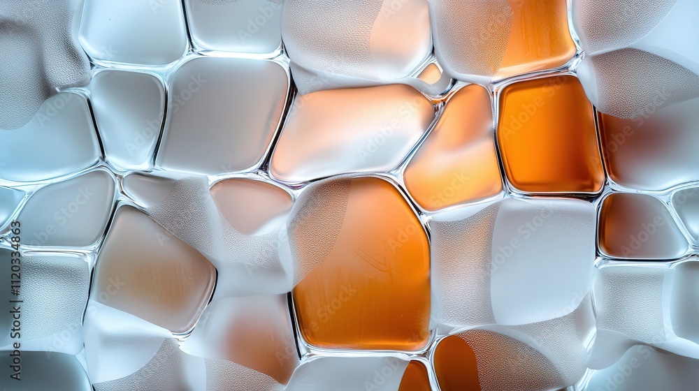Poster frosted glass effect, semi-transparent patterns with muted colors