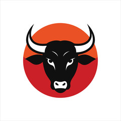  Bull Head Silhouette on Retro Vintage Background Vector