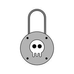 Skull Lock Icon with Unique Design. A distinctive padlock design featuring a skull motif, symbolizing security with a twist of edginess.