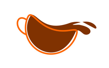 A minimalist design showcasing a coffee cup with flowing coffee, representing warmth and energy.