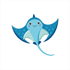  Dark blue stingray vector icon on white background