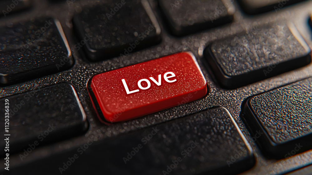 Aufkleber unique red love key on a keyboard symbolizes affection and connection in digital communication