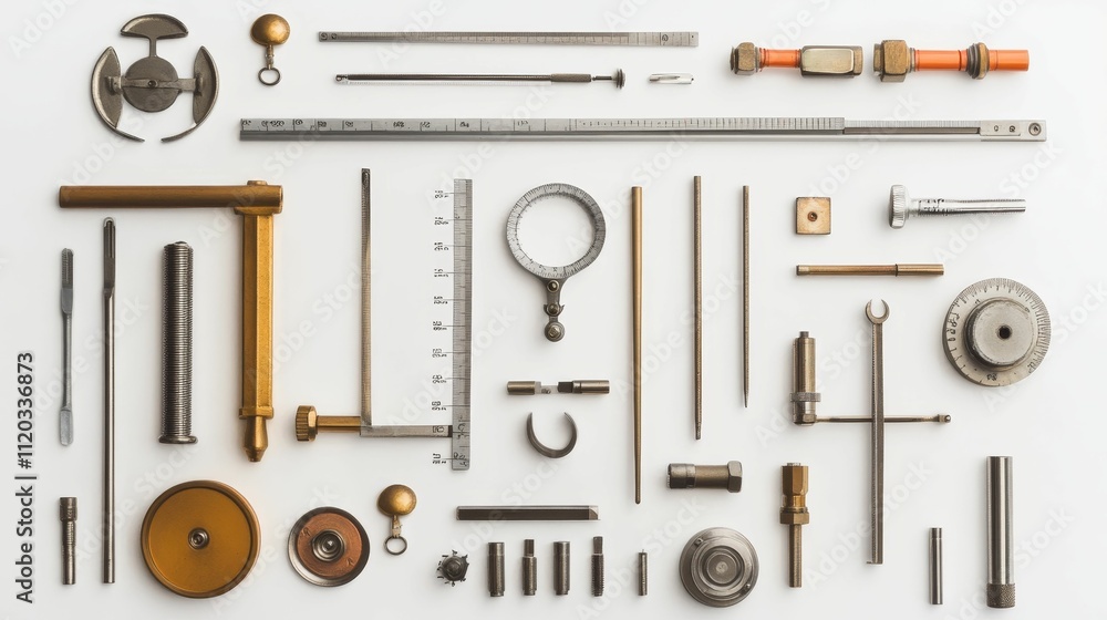 Poster precision measuring tools arranged neatly.