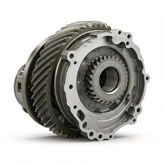 Automobile transmission with a cutaway view, showcasing the internal gears and components