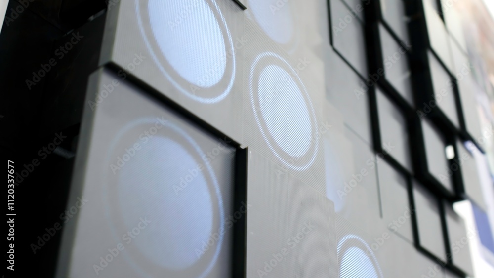 Poster an abstract digital display featuring unique geometric patterns reimagining modern artistry. media