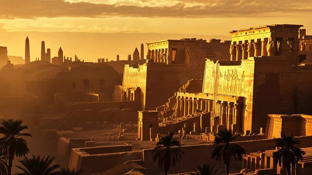Golden Hour at the Temple of Philae: An Ancient Egyptian Sunset