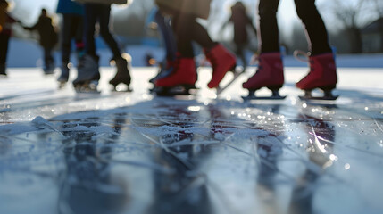 Cropped view of children training on skater rink
