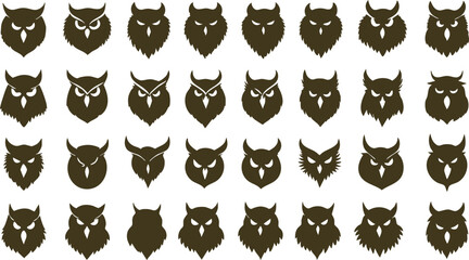 Sophisticated Owl Head Illustrations for Luxury Branding
