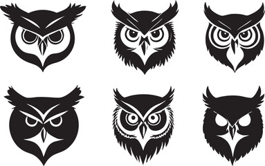 Cute and Playful Owl Silhouettes for Logo Creation
