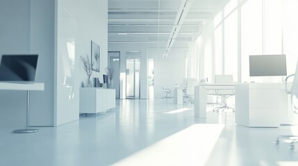 Illustration of a modern open office sketch, white interior background. Ai generated image