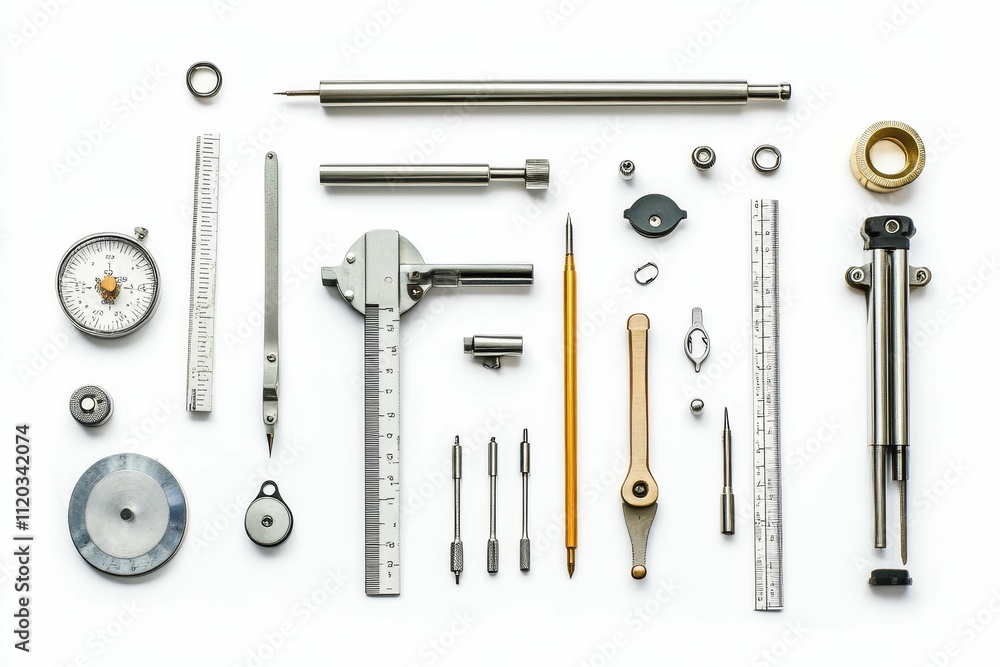 Poster precision measuring tools arranged neatly.