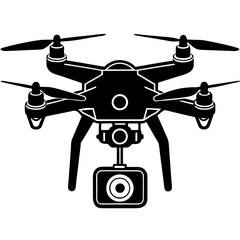 Drone with camera silhouette vector