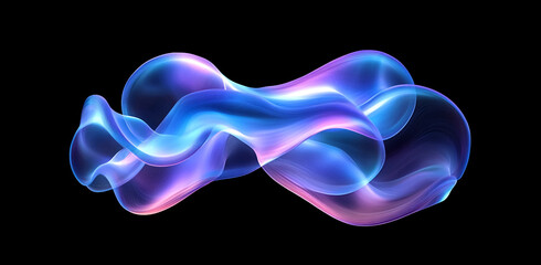 Colorful fluid shapes swirling against a black background create an ethereal visual experience in digital art style. Abstract art illustration