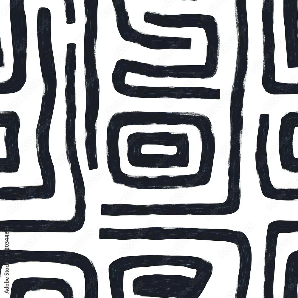 Poster seamless pattern featuring bold black lines on a white background for modern design applications