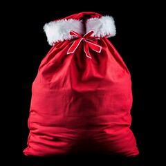 Santa bag with red material and white fluffy top