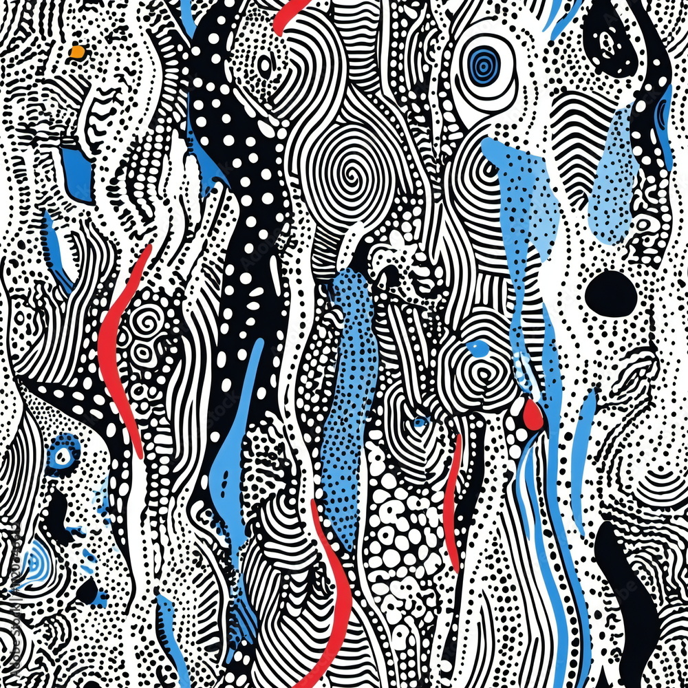 Aufkleber bold seamless pattern featuring fluid lines and vibrant colors creating an abstract texture suitable