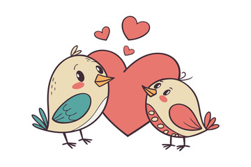 cute lovebirds illustration with hearts - perfect for valentine's day cards and romantic designs
