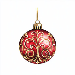 shiny red s ornament with intricate gold designs, perfect for festive decorations and holiday celebrations. This beautiful piece adds elegance to any tree