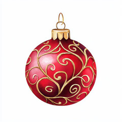 Fototapeta premium shiny red s ornament with intricate golden swirls, perfect for festive decorations and holiday celebrations. This beautiful design adds touch of elegance to any tree