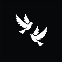 Two pigeons flying