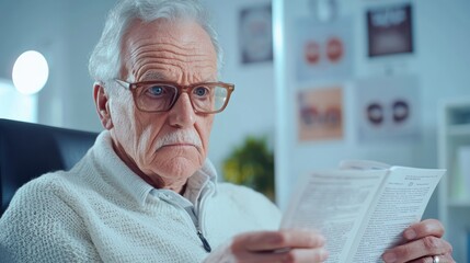 Fototapeta premium Senior Patient Exploring Retinal Implants at Modern Ophthalmology Clinic