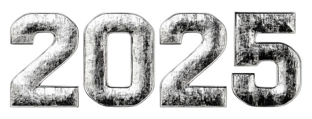 3D 2025 text with old wall texture