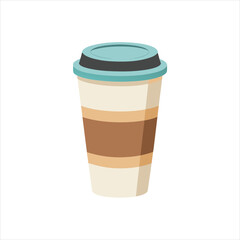 Minimalist Paper Coffee Cup Vector Illustration on White