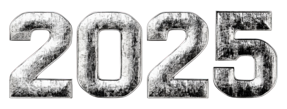 3D 2025 text with old wall texture