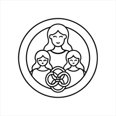 Mother and Two Symbol Vector Icon Design