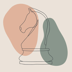 The chess knight, vector silhouette, white background,