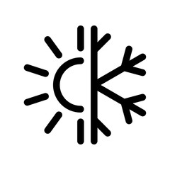 Sun and snowflake icon. Hot and cold