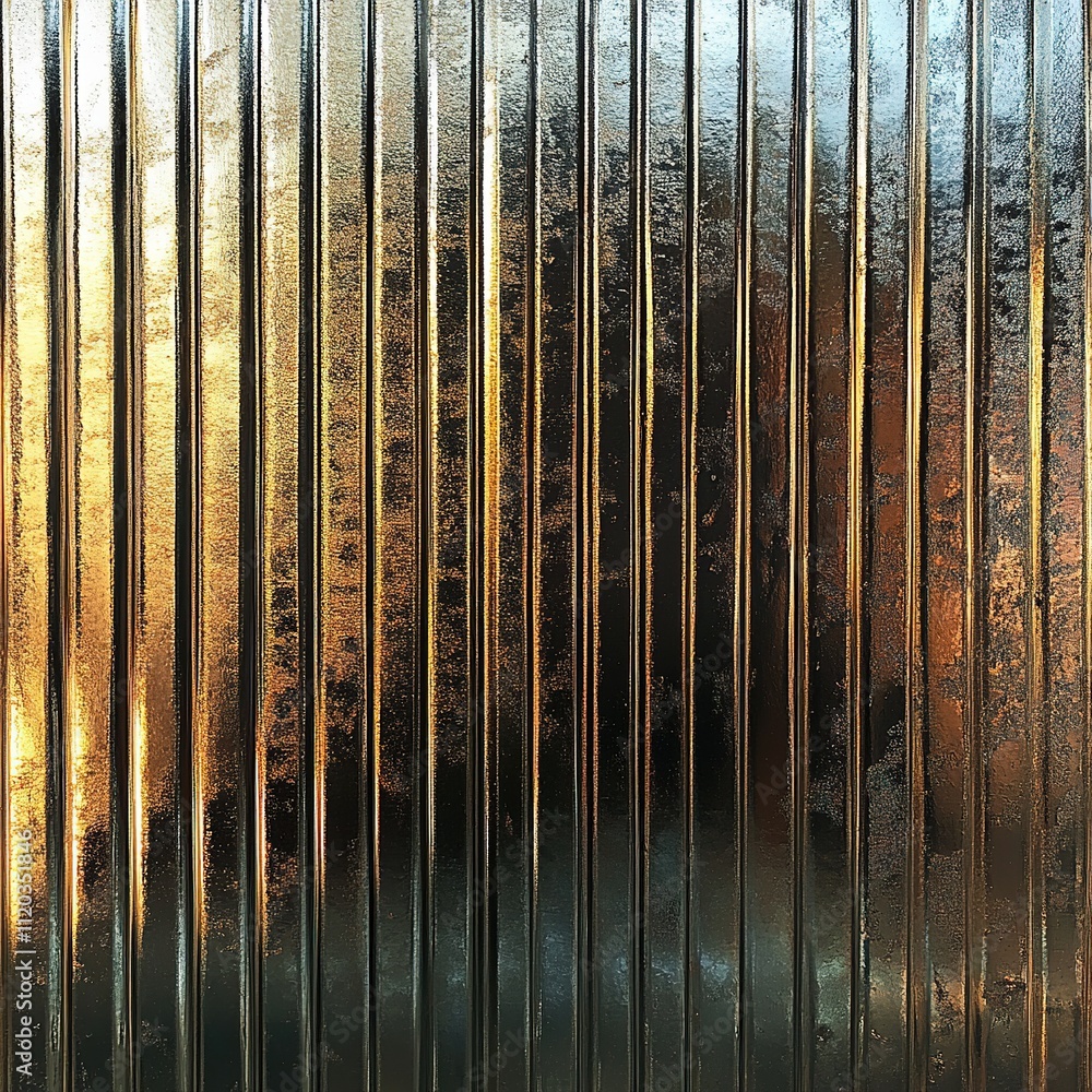 Poster reflective patterns of light on metal surface urban environment abstract photography close-up view c