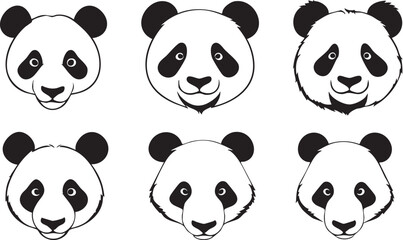 Black and White Panda Head Vector Art for Branding
