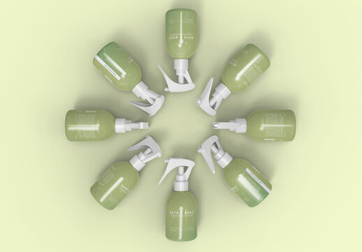 3d Home Spray Air Freshener Bottles Mockup