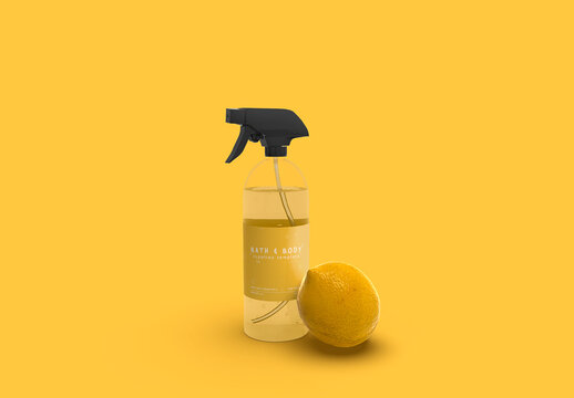 3d Lemon Home Spray Air Freshener Mockup
