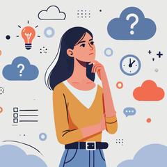 a girl is thinking vector