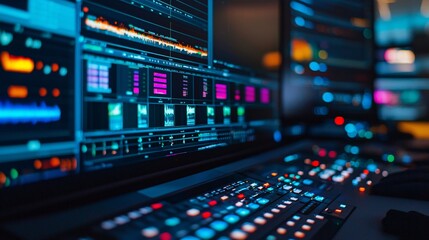 Obraz premium digital technology control panel interface for efficient operation and visualization with software performance and connectivity.