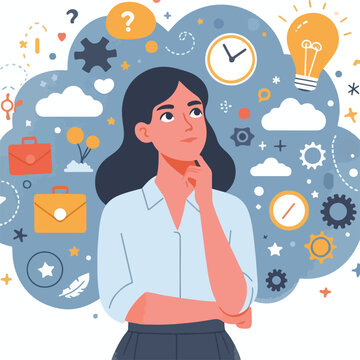 a girl is thinking vector