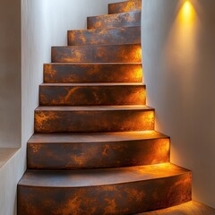 Industrial-Style Metal Staircase with Integrated Lighting - Modern Architectural Detail