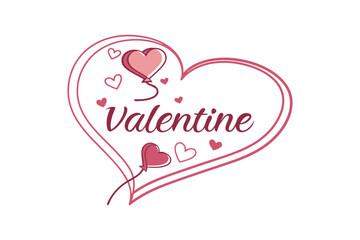 valentine's day romantic heart design with pink and red hearts scattered around, perfect for love-themed graphics and cards